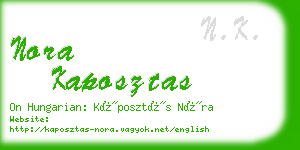 nora kaposztas business card